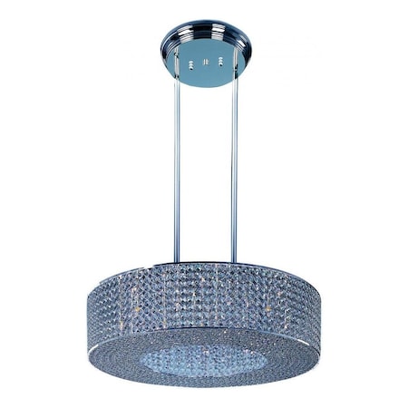 Maxim Sixteen Light Plated Silver Beveled Crystal Glass Drum Shade Pendant 39897BCPS